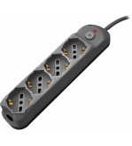 Multipresa 4pos bipasso/schuko + interrutt nuovo modello nera spina 16A