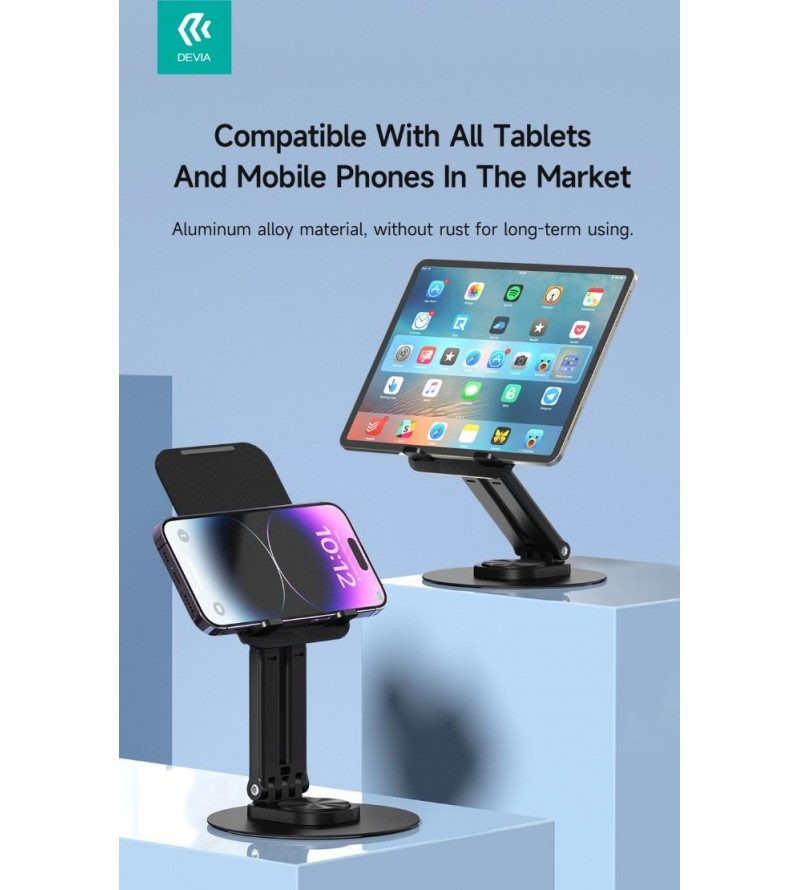 Supporto pieghevole in metallo con rotazione 360° per tablet