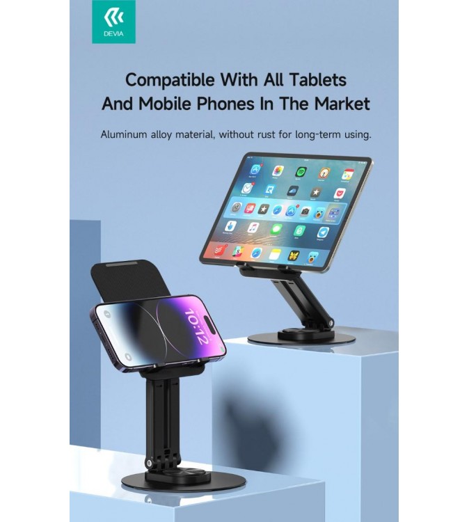 Supporto pieghevole in metallo con rotazione 360° per tablet