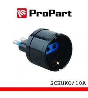 Adattatore schuko spina10A nero