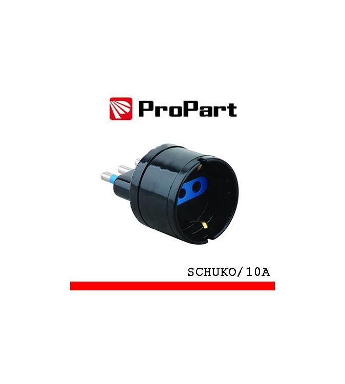 Adattatore schuko spina10A nero