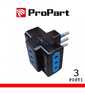 Adattatore triplo 3pos 10A spina10A polybag nero