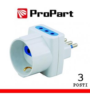 Adattatore triplo 3pos 10A/schuko spina10A polybag