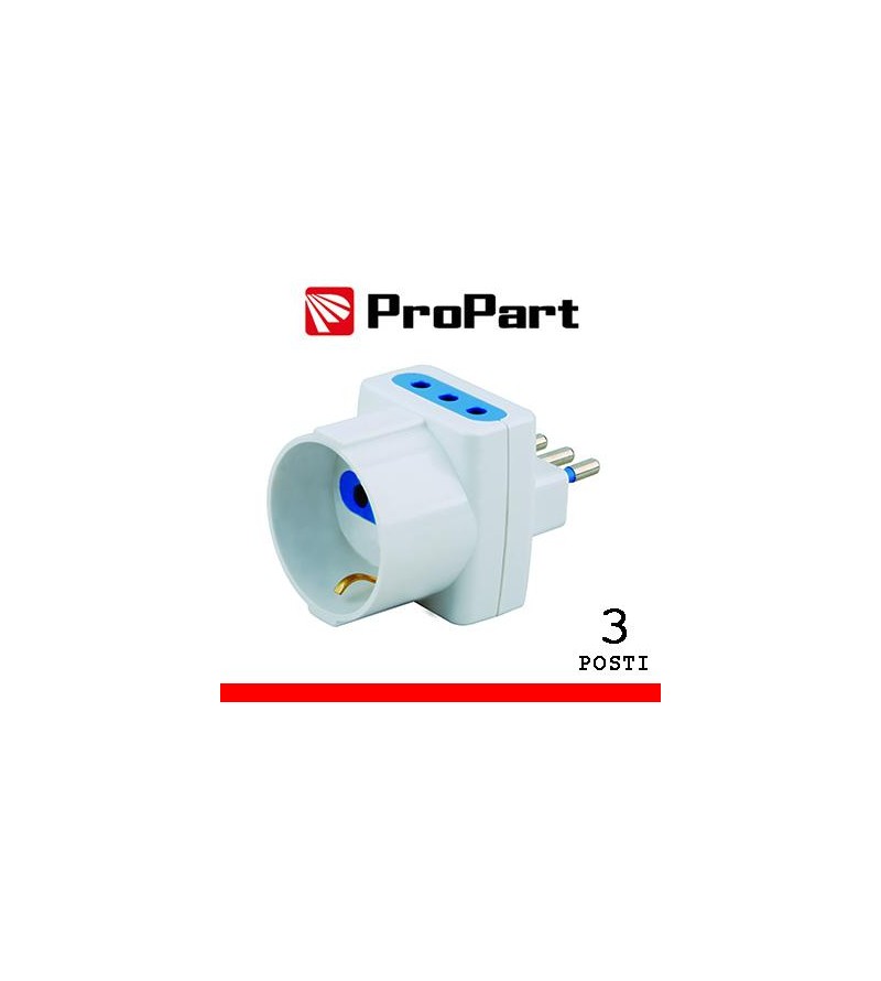 Adattatore triplo 3pos 10A/schuko spina10A polybag