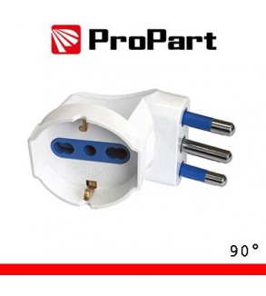 Adattatore schuko 90° spina16A salvaspazio