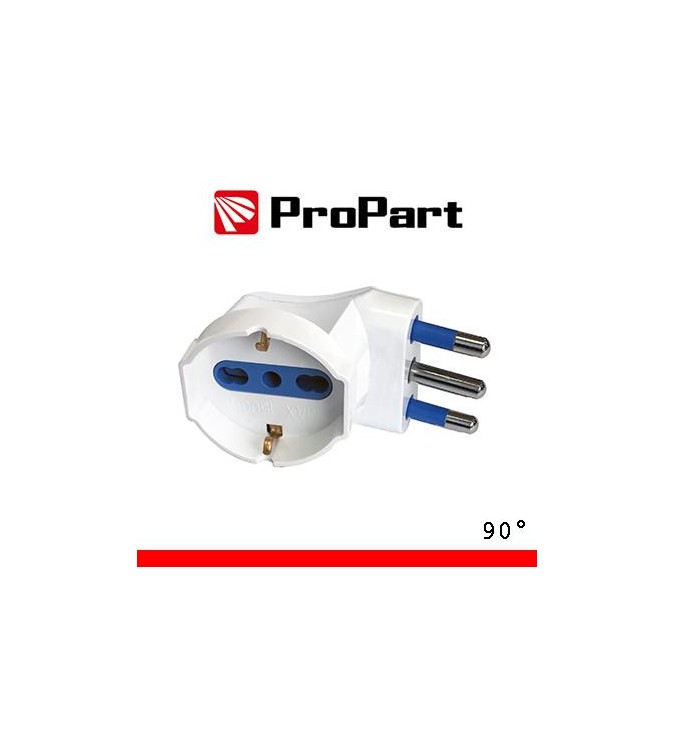Adattatore schuko 90° spina16A salvaspazio