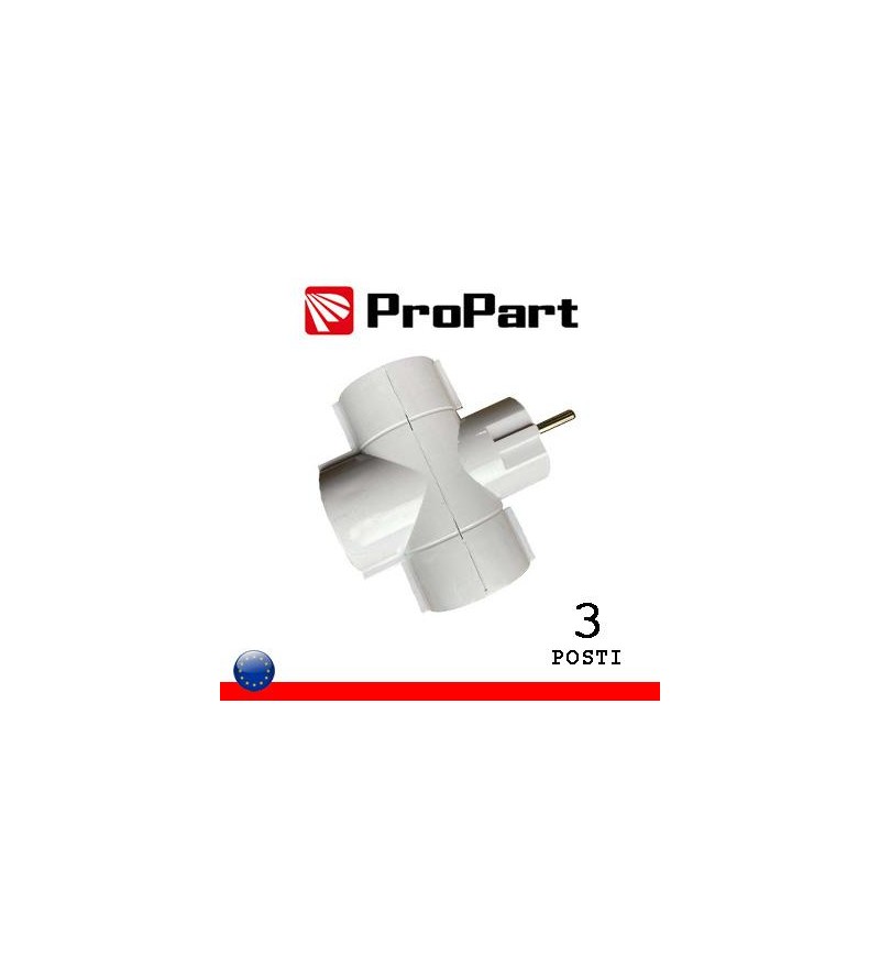 Adattatore triplo 3 pos Schuko spina Schuko 16A polybag