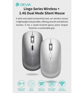 Mouse wireless con DPI regolabile 2.4G + Bluetooth Dual mode Silver
