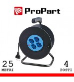 Avvolgicavo 4pos bipasso/schuko 25metri con protez. termica
