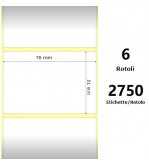 White 76x51mm, 2750 Et/Rotolo Z-2000D 3x2x3 Core,circonferenza 174mm