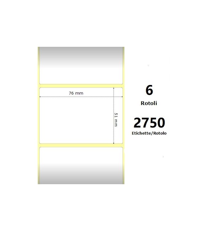 White 76x51mm, 2750 Et/Rotolo Z-2000D 3x2x3 Core,circonferenza 174mm