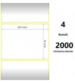 White 102x76mm, 2000 Et/Rotolo Z-1000D 4x3x 3 Core,circonferenza 178mm