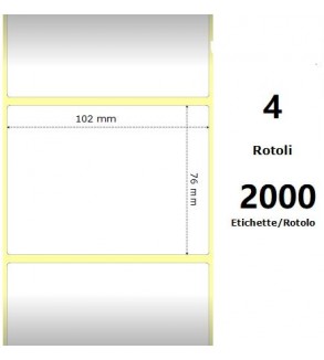 White 102x76mm, 2000 Et/Rotolo Z-1000D 4x3x 3 Core,circonferenza 178mm