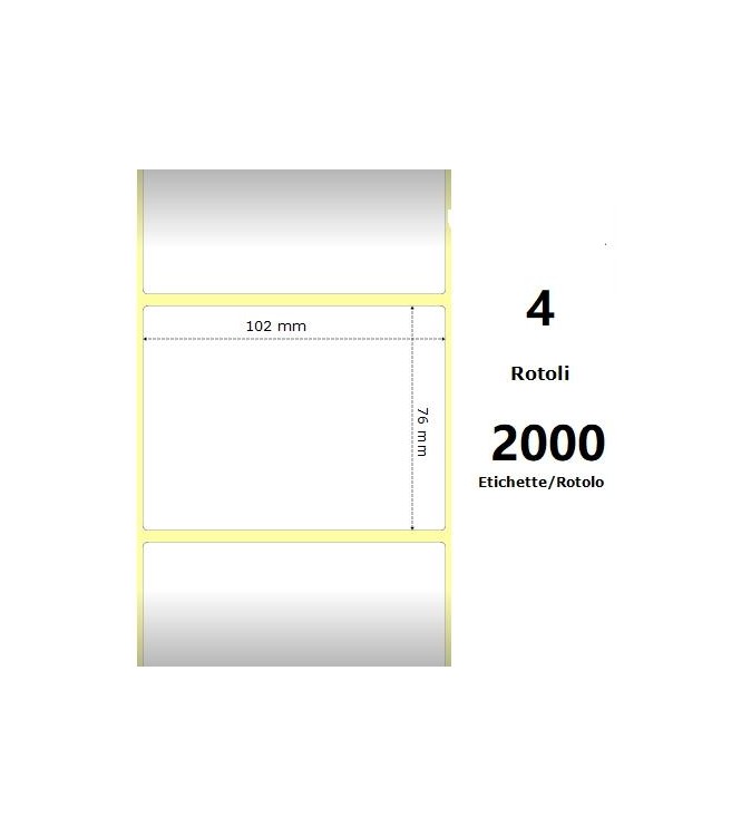 White 102x76mm, 2000 Et/Rotolo Z-1000D 4x3x 3 Core,circonferenza 178mm