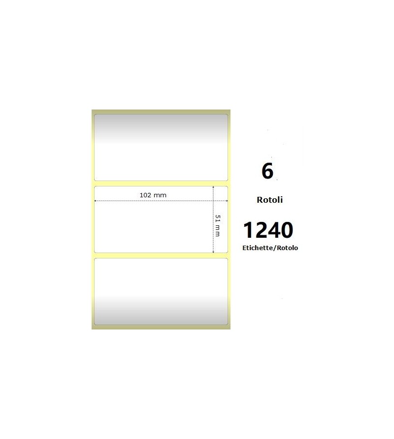 White 102x51mm, 1240 Et/Rotolo Z-2000D 4x2x 1 Core,circonferenza 106mm