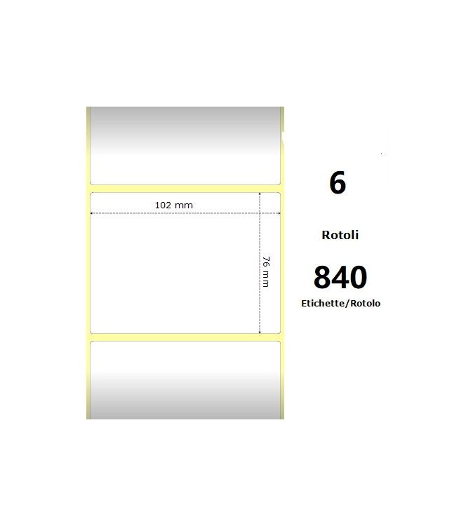 White 102x76mm, 840 Et/Rotolo Z-2000D 4x3x1 Core, 6 Rolls