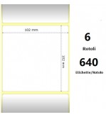 White 102x102mm, 640 Et/Rotolo Z-2000D 4x4x 1 Core,circonferenza 106mm