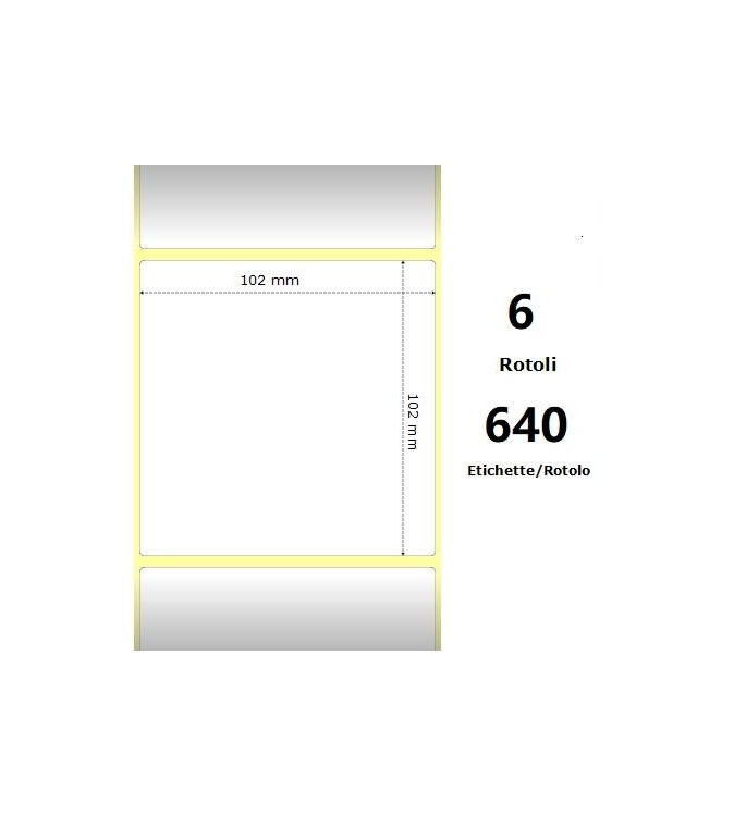 White 102x102mm, 640 Et/Rotolo Z-2000D 4x4x 1 Core,circonferenza 106mm