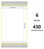 White 102x152mm, 430 Et/Rotolo Z-2000D 4x6x1 Core,circonferenza 106mm