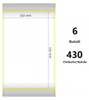 White 102x152mm, 430 Et/Rotolo Z-2000D 4x6x1 Core,circonferenza 106mm