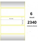 White 76x25mm,2340 Et/Rotolo Z-4000D, 3x1x1 Core, 6 Rolls