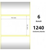 White 76x51mm,1240 Et/Rotolo Z-4000D, 3x2x1 Core, 6 Rolls