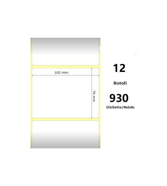 White 102x76mm,930 Et/Rotolo Z-4000D, 4x3x1 Core, 12 Rolls