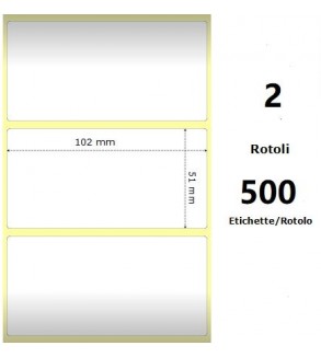 White 102x51mm, 500 Et/Rotolo Z-2000D 4x2x3 Core, 2 Rolls