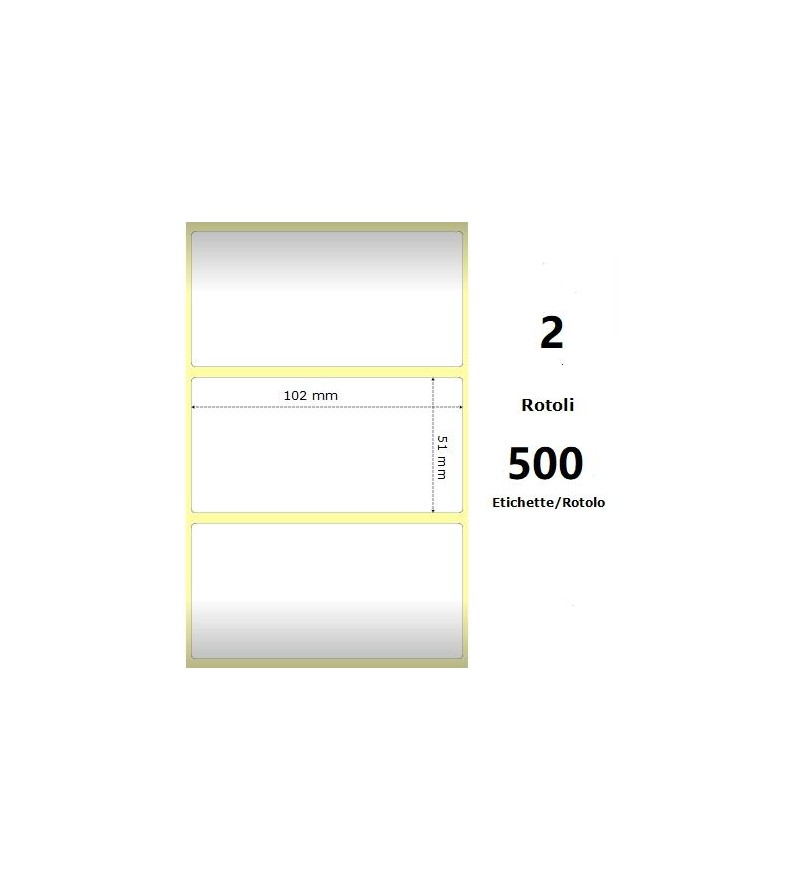 White 102x51mm, 500 Et/Rotolo Z-2000D 4x2x3 Core, 2 Rolls