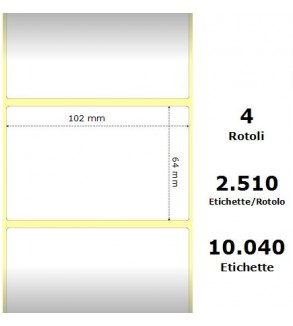 White 102x63.5mm,2510Et/Rotolo Z-1000D, 4x2.5x3Core ,4 Rolls