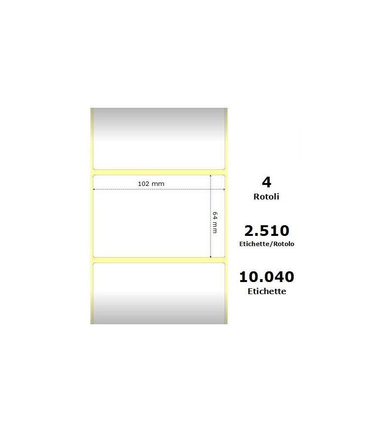 White 102x63.5mm,2510Et/Rotolo Z-1000D, 4x2.5x3Core ,4 Rolls