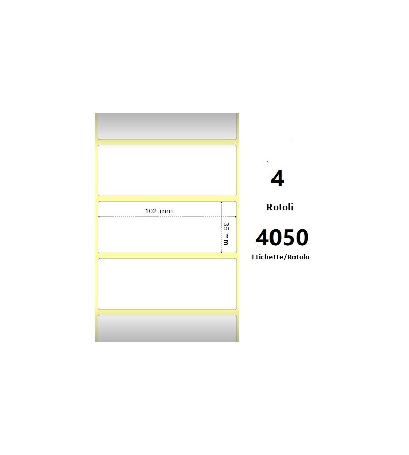White 102x38mm,4050 Et/Rotolo Z-1000D, 4x1.5x3 Core, 4 Rolls