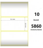 White 51x25mm,5860 Et/Rotolo Z-1000D, 2x1x3 Core ,10 Rolls