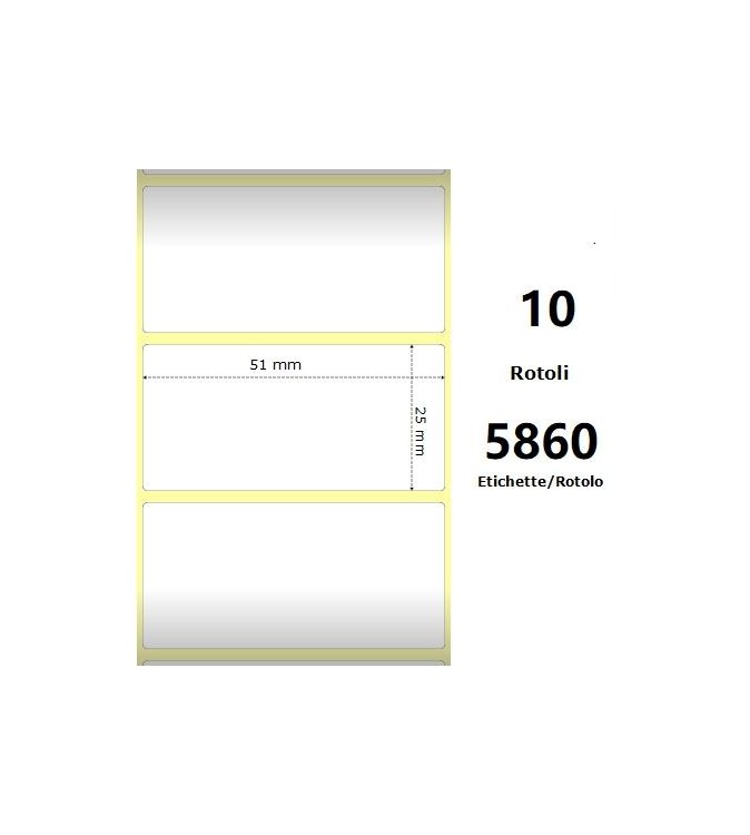White 51x25mm,5860 Et/Rotolo Z-1000D, 2x1x3 Core ,10 Rolls