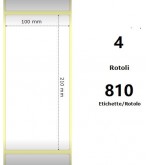White 100x210mm,810 Et/Rotolo Z-1000D,3.9x8.3x3 Core,4 Rolls