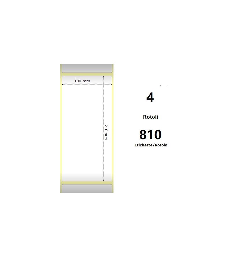 White 100x210mm,810 Et/Rotolo Z-1000D,3.9x8.3x3 Core,4 Rolls