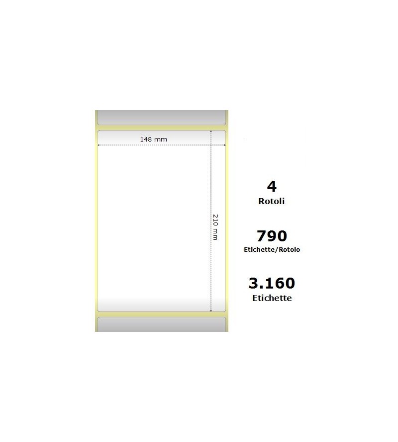 White 148x210mm,790 Et/Rotolo Z-1000D,5.8x8.3x3Core, 4 Rolls