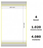 White 100x150mm,1020 Et/Rotolo Z-1000D,3.9x5.9x3 Core,circonferenza 177mm