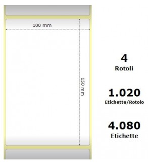 White 100x150mm,1020 Et/Rotolo Z-1000D,3.9x5.9x3 Core,circonferenza 177mm