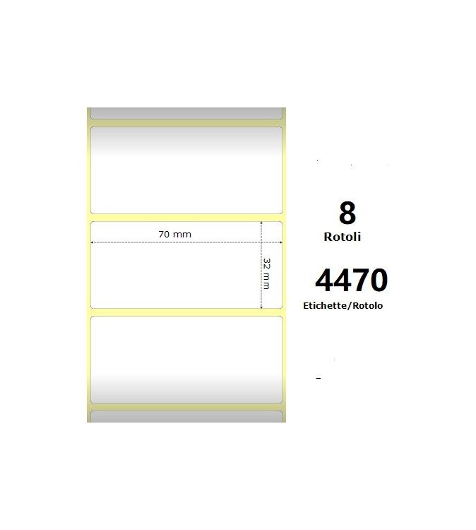 White 70x32mm,4470 Et/Rotolo Z-1000D,2.8x1.3x3 Core,8 Rolls