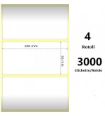 White 100x50mm,3000 Et/Rotolo Z-1000D, 3.9x2x3 Core, 4 Rolls