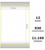 White 57x76mm,930 Et/Rotolo Z-2000D, 2.2x3x1 Core, 12 Rolls