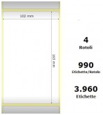 White 102x165mm,990 Et/Rotolo Z-1000D, 4x6.5x3 Core ,4 Rolls