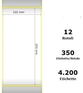 White 102x203mm, 350 Et/Rotolo Z-1000D,4x8x1 Core ,12 Rolls