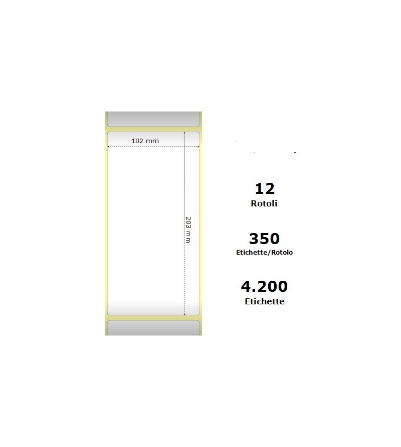 White 102x203mm, 350 Et/Rotolo Z-1000D,4x8x1 Core ,12 Rolls