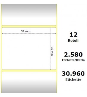 White 32x25mm, 2580 Et/Rotolo Z-2000D 1.3x1x1 Core,circonferenza 108mm