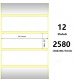 White 76x25mm, 2580 Et/Rotolo Z-2000D, 3x1x1 Core,circonferenza 108mm