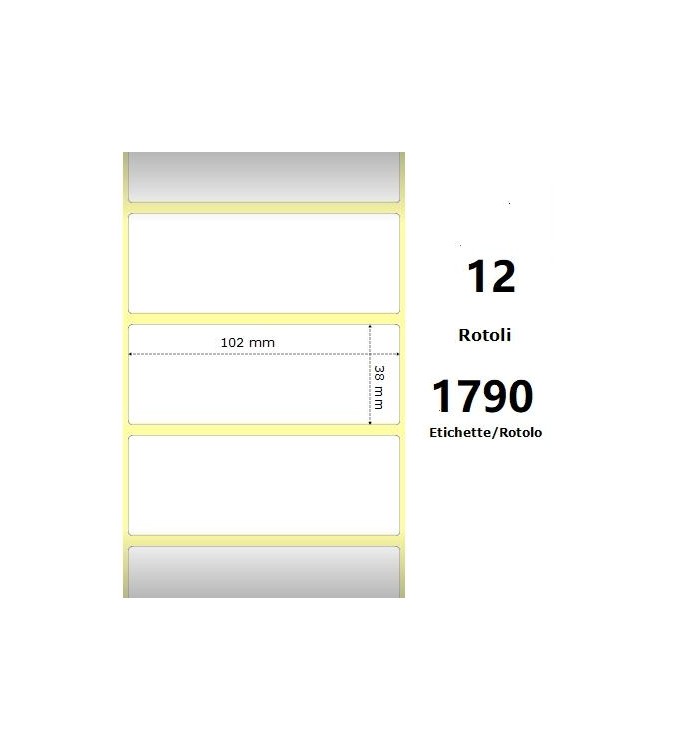 White 102x38mm,1790 Et/Rotolo Z-2000D, 4x1.5x1Core,circonferenza 111mm