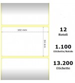 White 102x64mm, 1100 Et/Rotolo Z-2000D 4x2.5x1Core, 12 Rolls