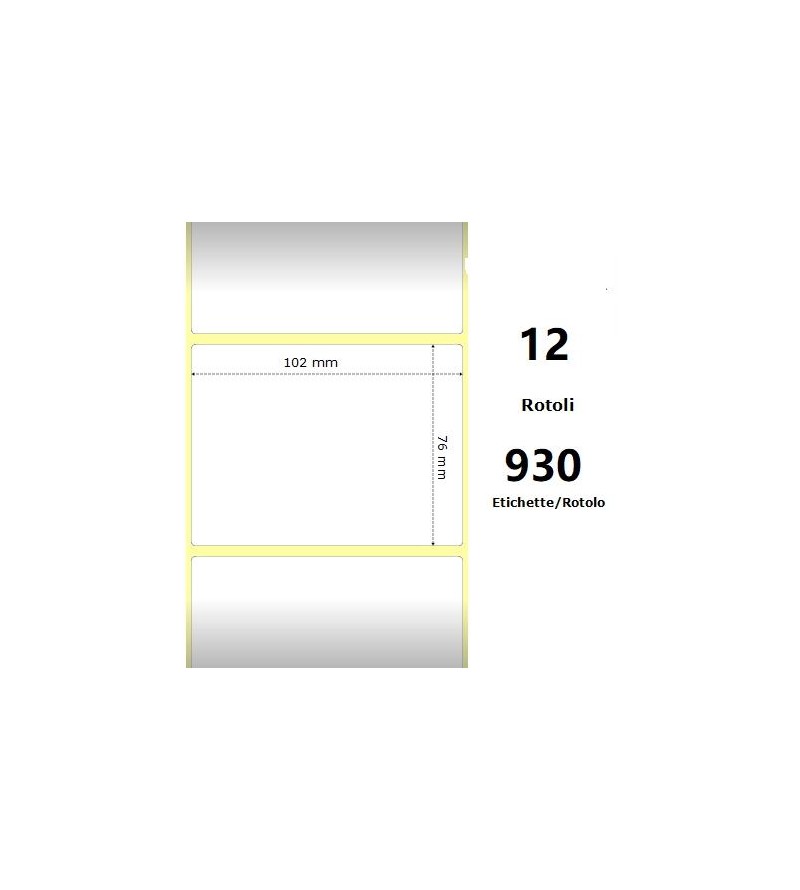 White 102x76mm, 930 Et/Rotolo Z-2000D 4x3x1 Core,circonferenza 111mm